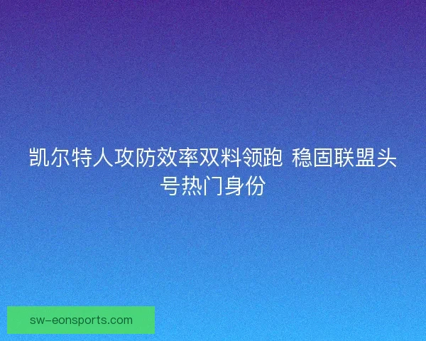 凯尔特人攻防效率双料领跑 稳固联盟头号热门身份